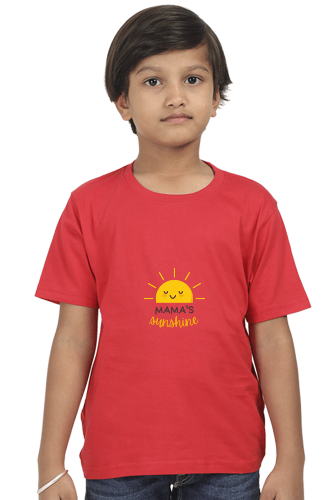 Boy Round Neck Mama's Sunshine Half Sleeves T-Shirt