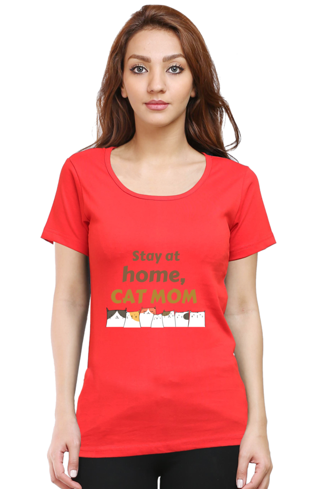 Women's "Stay at Home, Cat Mom" T-Shirt