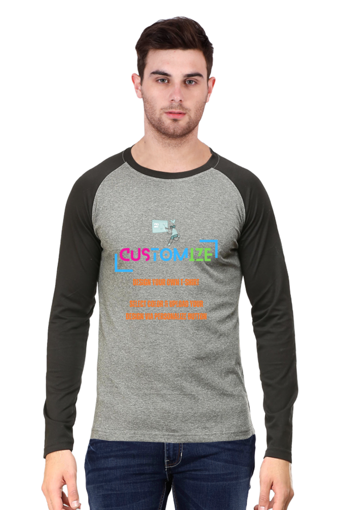 Customizable || Design Your Own Cool T-Shirt || Male Raglan Full Sleeve T-shirt