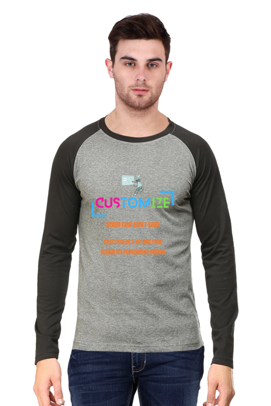 Customizable || Design Your Own Cool T-Shirt || Male Raglan Full Sleeve T-shirt