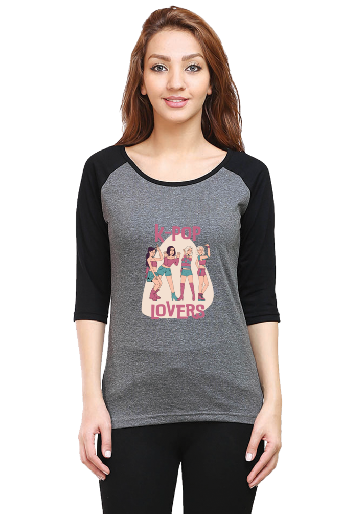 Women's "K-Pop Lovers" Raglan Full Sleeves T-Shirt