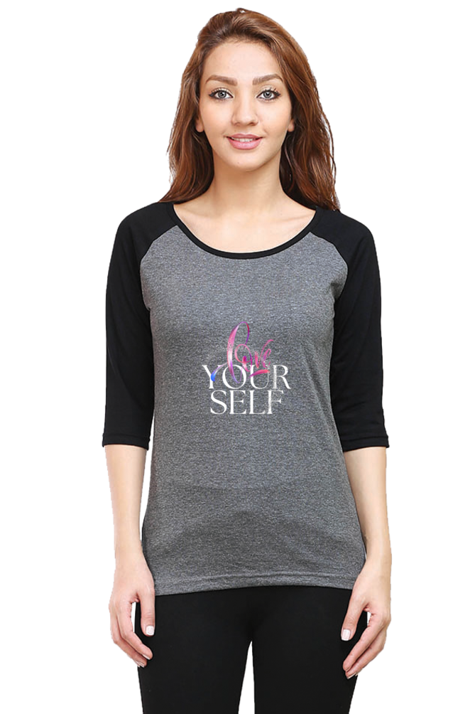 Women's Raglan Full Sleeves "Love Yourself" T-Shirt