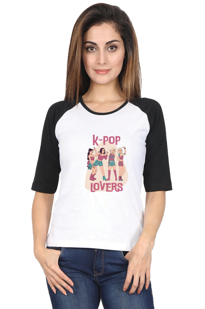 Women's "K-Pop Lovers" Raglan Full Sleeves T-Shirt