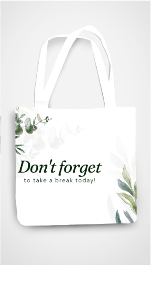 "Don't Forget to Take a Break" Zipper Tote Bag