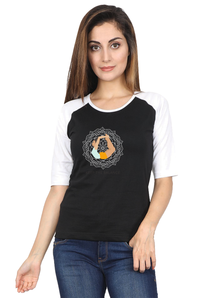 Women's "Keep Balance" Raglan Full Sleeve T-Shirt