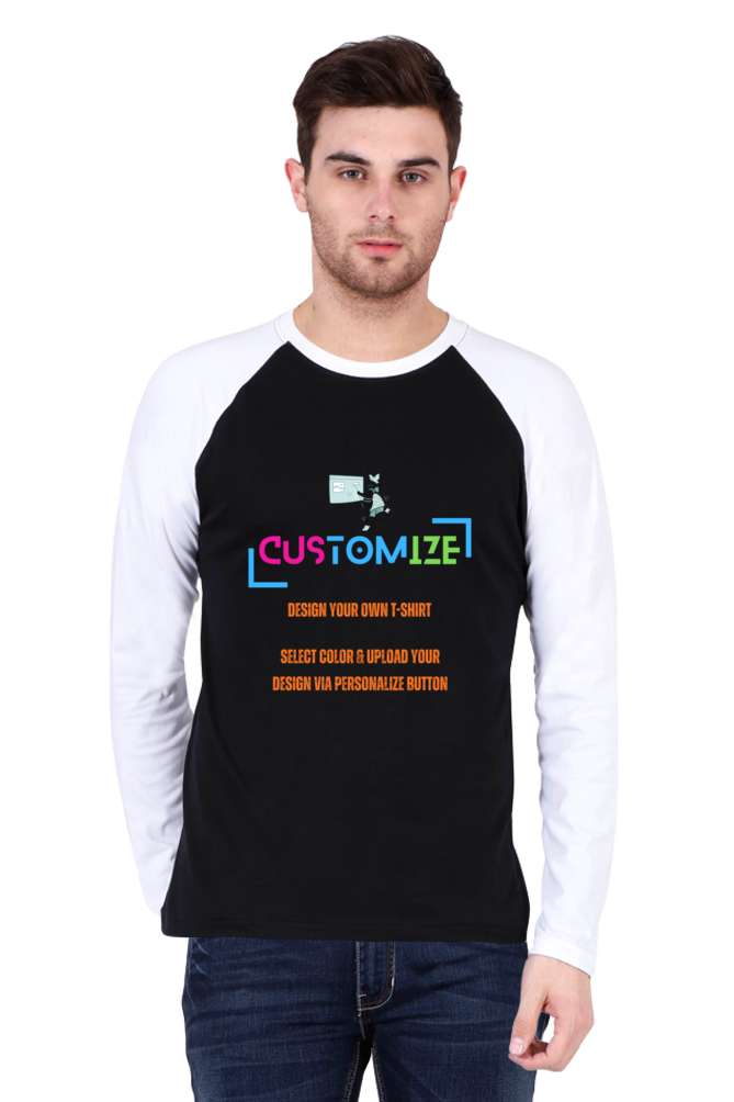 Customizable || Design Your Own Cool T-Shirt || Male Raglan Full Sleeve T-shirt