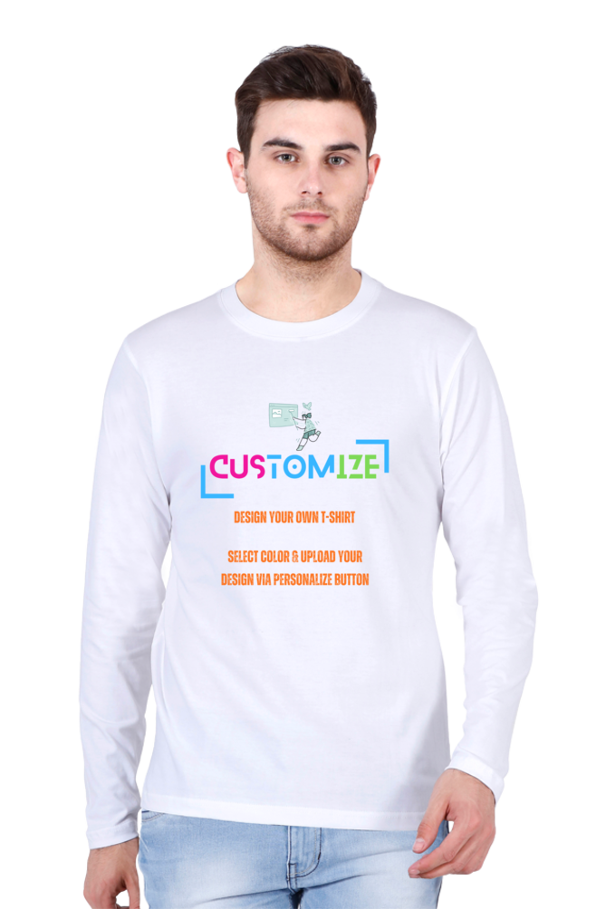 Customizable || Design Your Own Cool T-Shirt || Male Round Neck Full Sleeve T-shirt