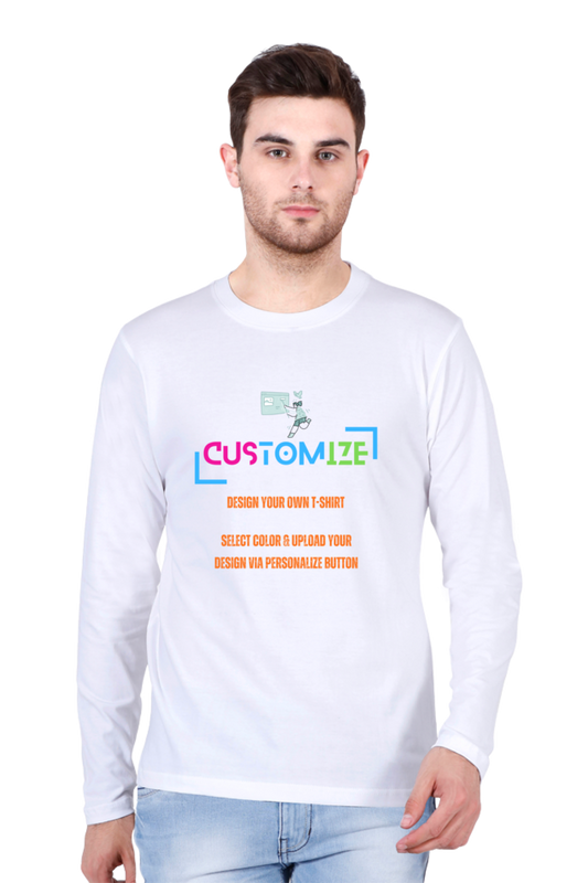 Customizable || Design Your Own Cool T-Shirt || Male Round Neck Full Sleeve T-shirt