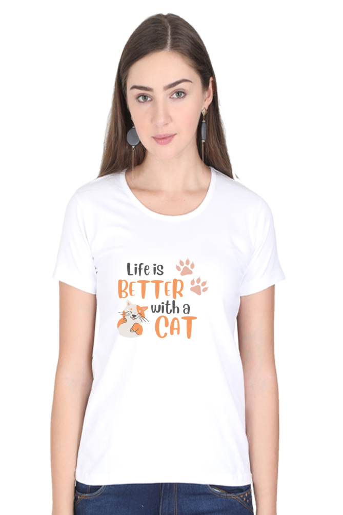 Women's "Life is Better with a Cat" T-Shirt