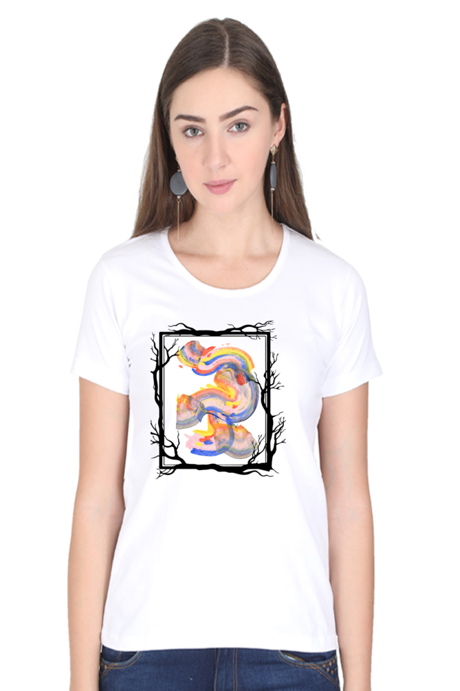 women's art half sleeves round neck tshirt