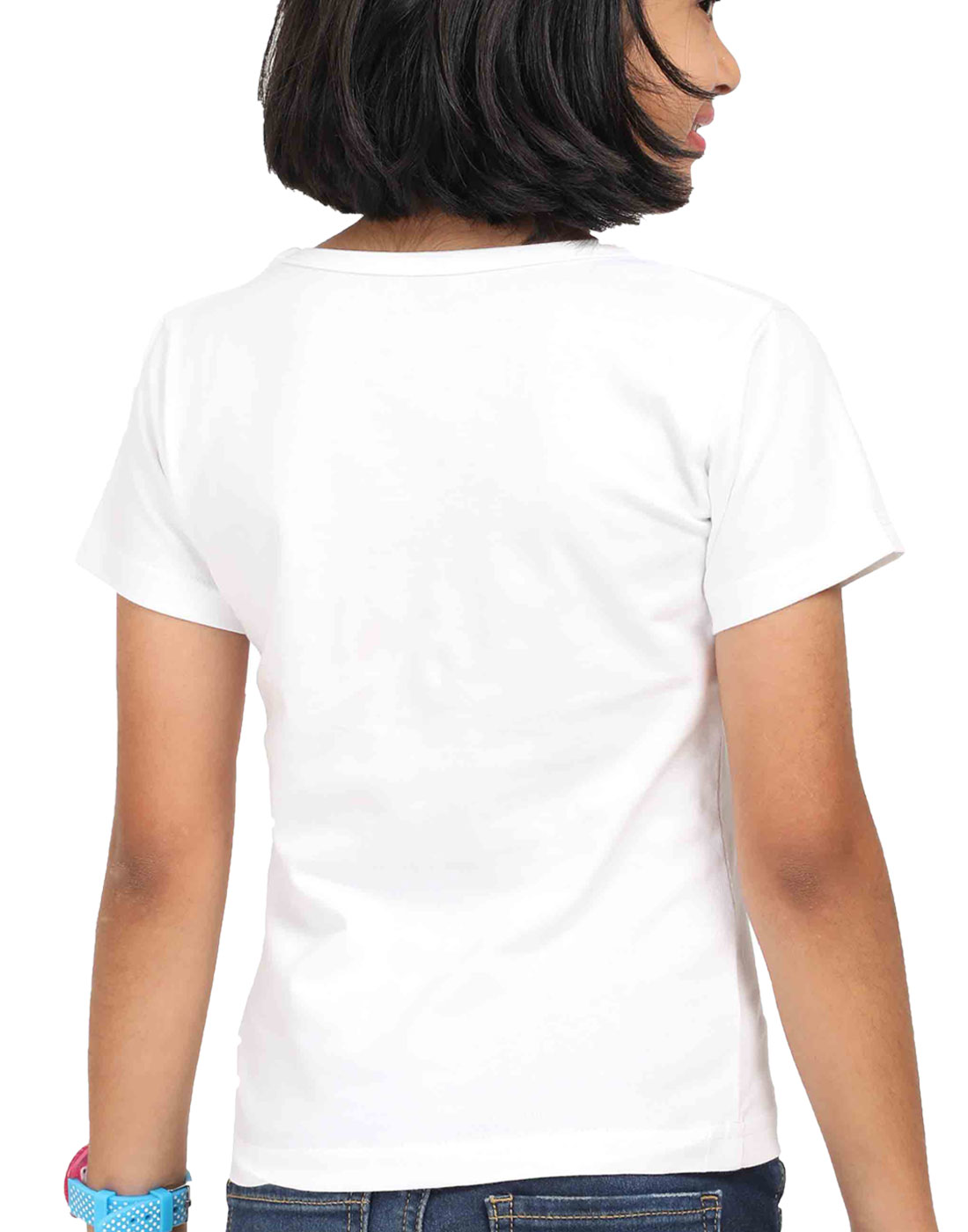 "Girl Round Neck Cute Abstract Half Sleeves T-Shirt"