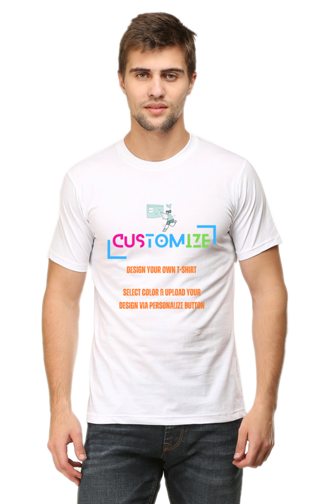 Customizable || Design Your Own Cool T-Shirt || Male Round Neck Half Sleeve T-shirt