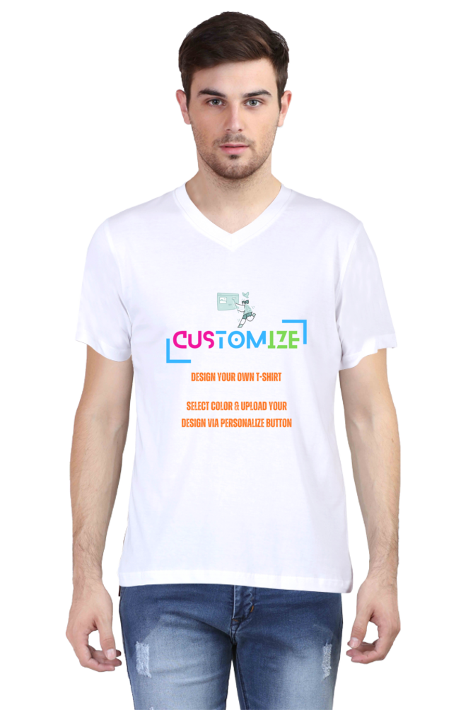 Customizable || Design Your Own Cool T-Shirt || Men's V-neck Half Sleeve T-shirt