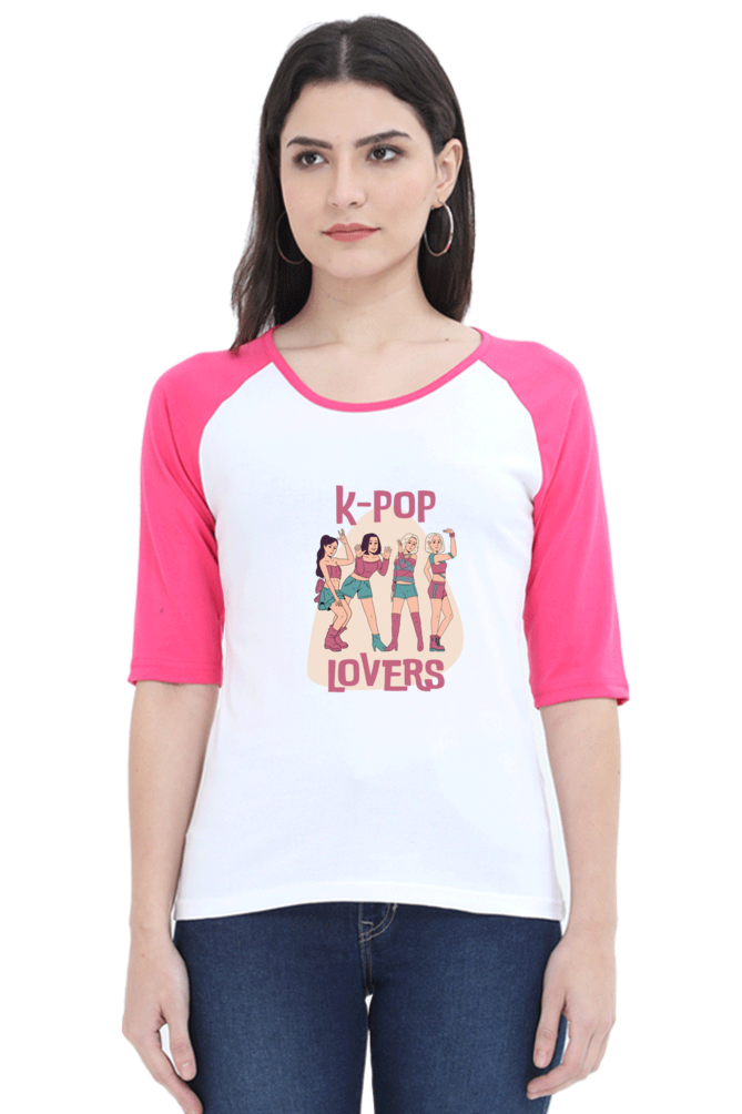 Women's "K-Pop Lovers" Raglan Full Sleeves T-Shirt