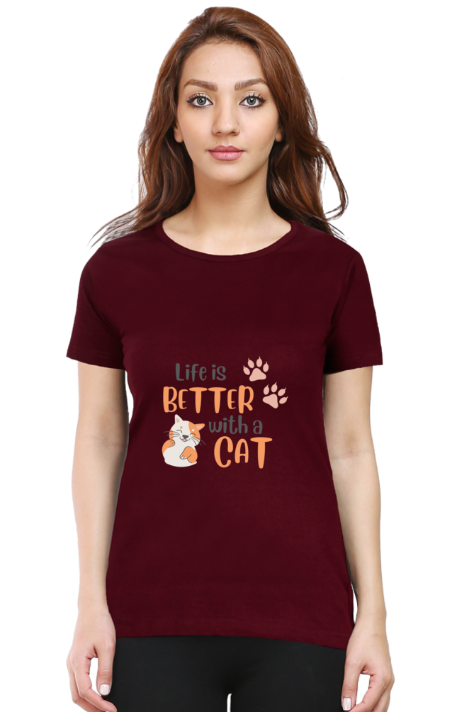 Women's "Life is Better with a Cat" T-Shirt