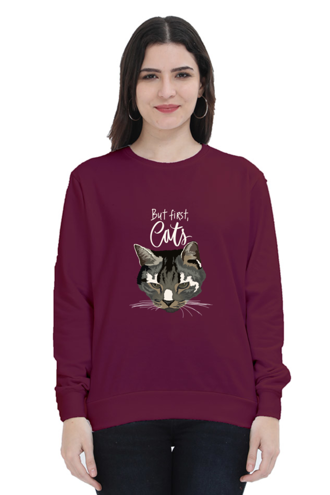 Unisex "But First, Cat" Sweatshirt