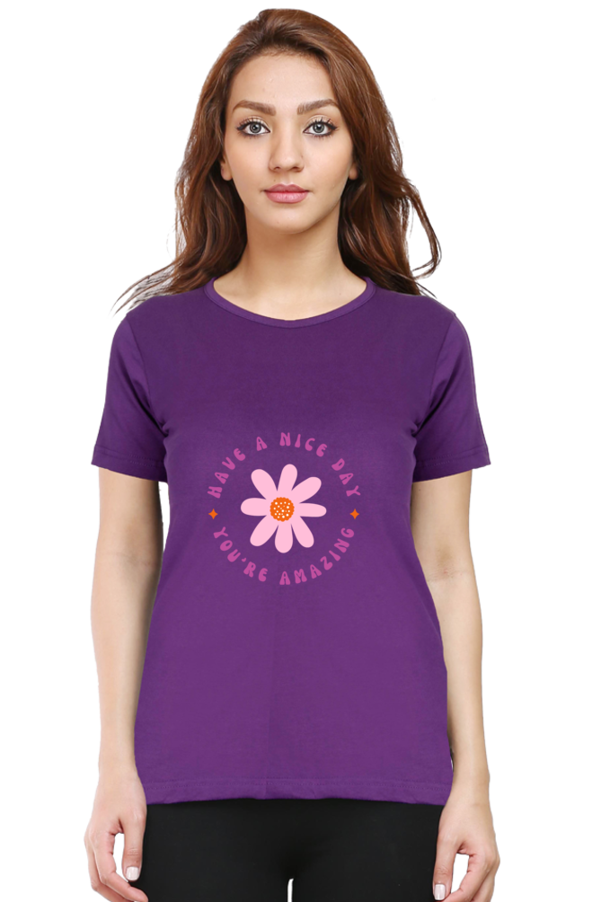 Women's Floral "Have A Nice Day" T-Shirt