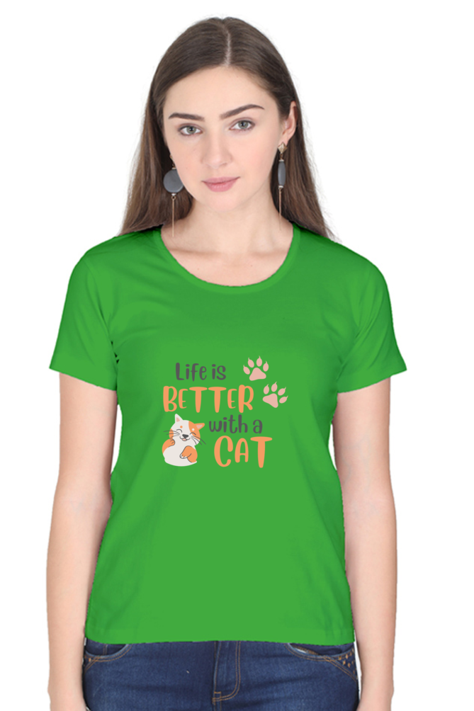 Women's "Life is Better with a Cat" T-Shirt