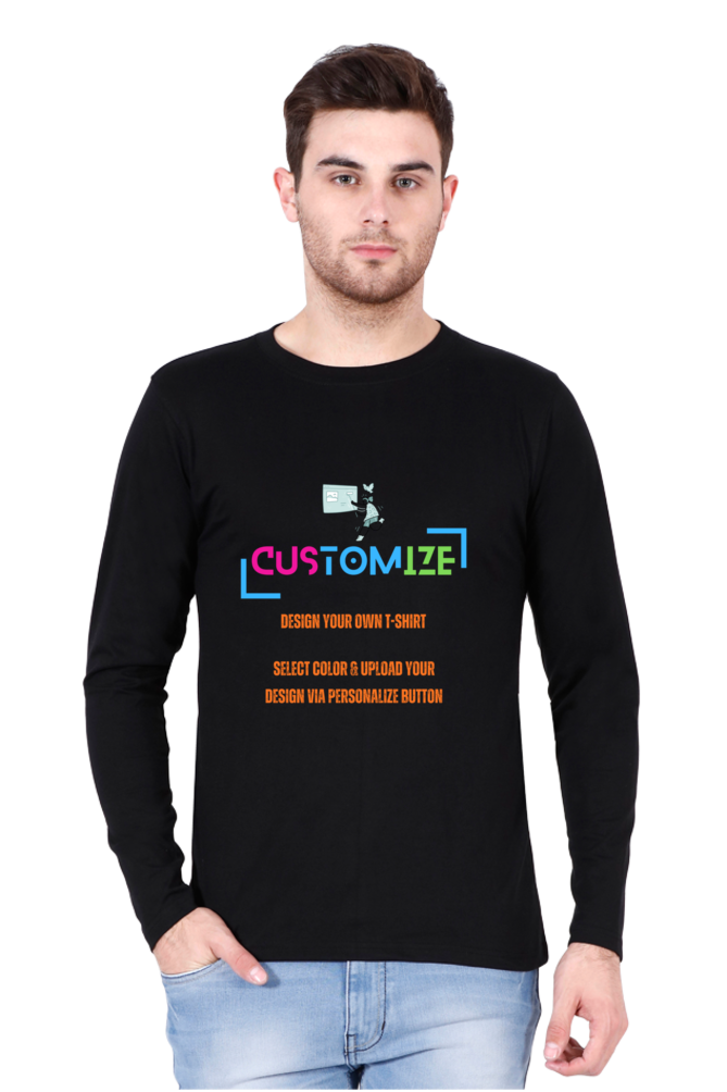 Customizable || Design Your Own Cool T-Shirt || Male Round Neck Full Sleeve T-shirt