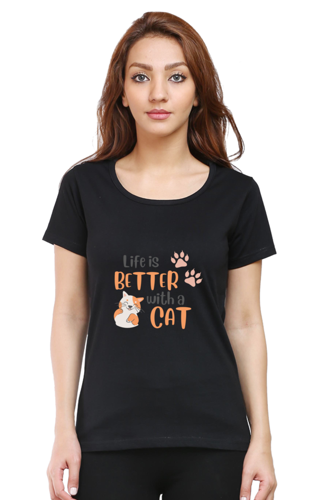 Women's "Life is Better with a Cat" T-Shirt