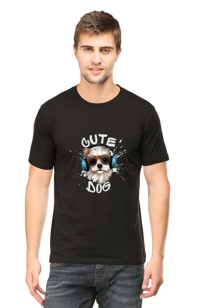 Men's "Cute Dog" Round Neck T-Shirt