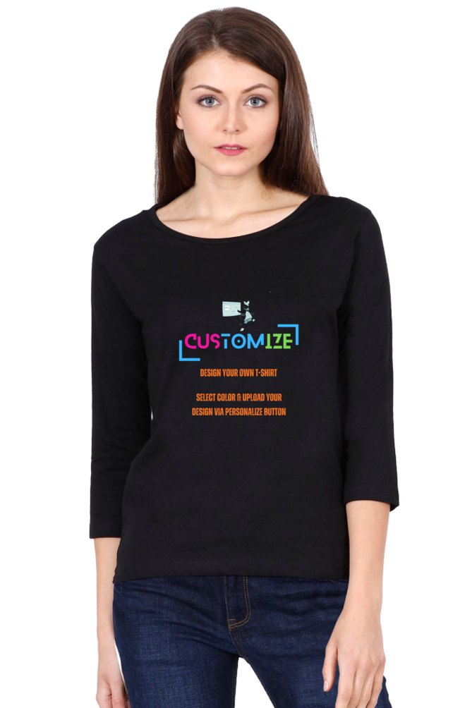 Customizable || Design Your Own Cool T-Shirt || Women's Round Neck Full Sleeve Shirt