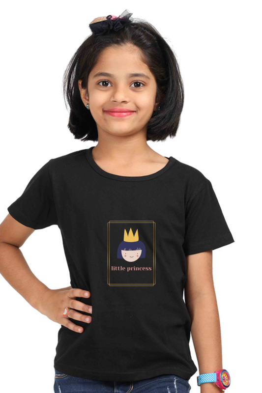 Girls’ “Little Princess” Round Neck Half Sleeve T-Shirt