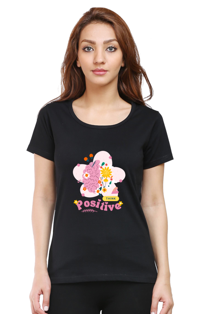 Women's "Think Positive" Round Neck T-Shirt