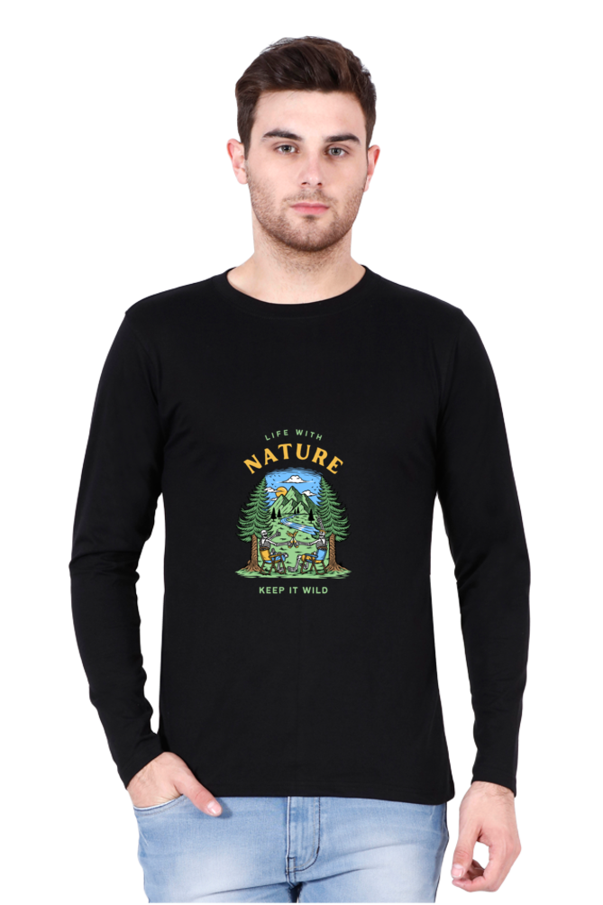 Men's "Life with Nature" Round Neck T-Shirt