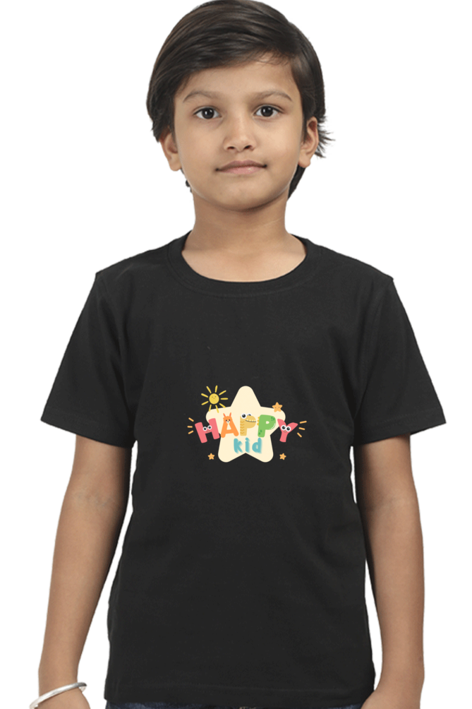 "Boy Round Neck Happy Kid Half Sleeves T-Shirt"