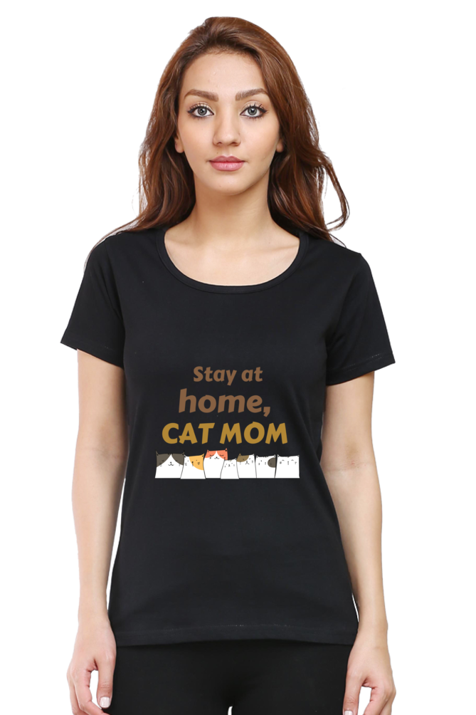 Women's "Stay at Home, Cat Mom" T-Shirt