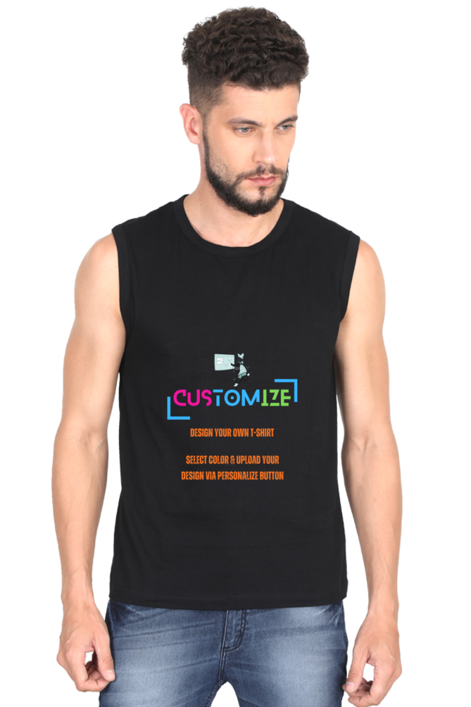 Customizable || Design Your Own Cool T-Shirt || Men's Round Neck Sleeveless Shirt