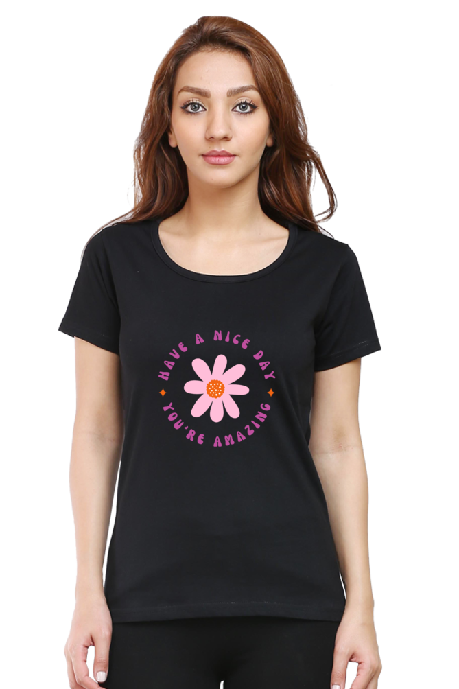 Women's Floral "Have A Nice Day" T-Shirt