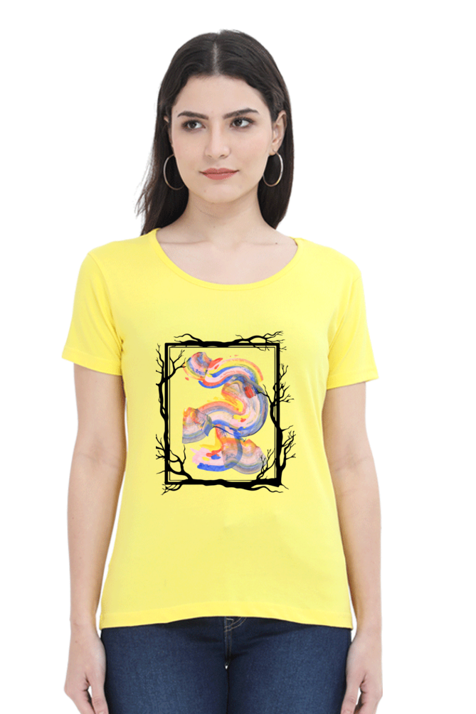 women's art half sleeves round neck tshirt