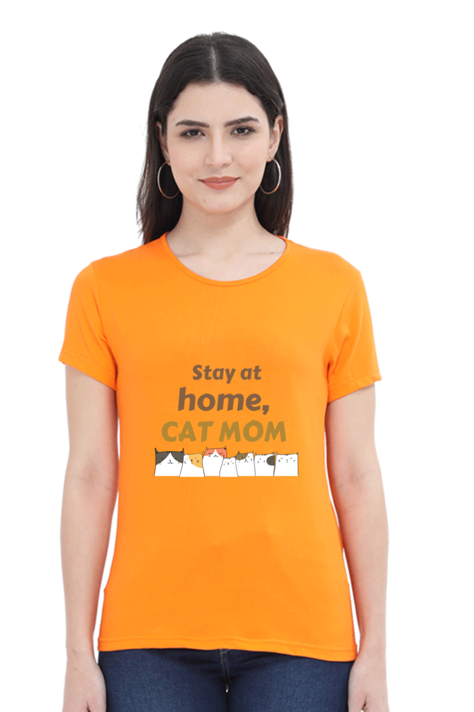 Women's "Stay at Home, Cat Mom" T-Shirt