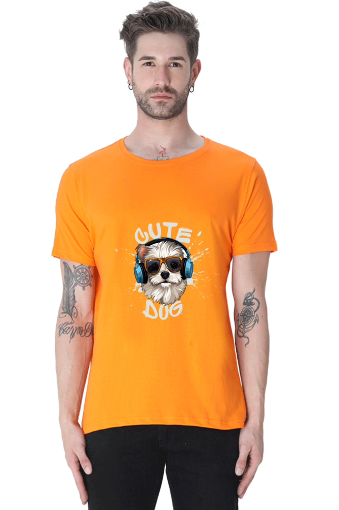 Men's "Cute Dog" Round Neck T-Shirt