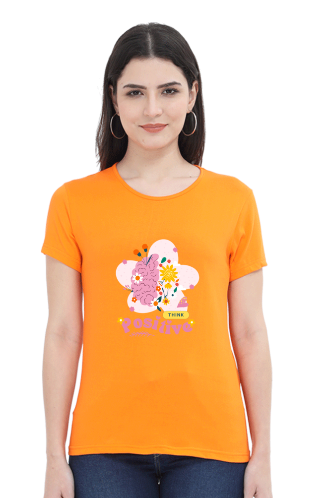 Women's "Think Positive" Round Neck T-Shirt