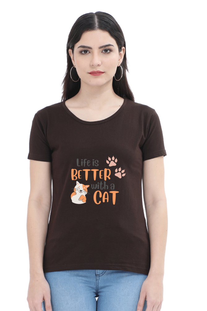 Women's "Life is Better with a Cat" T-Shirt