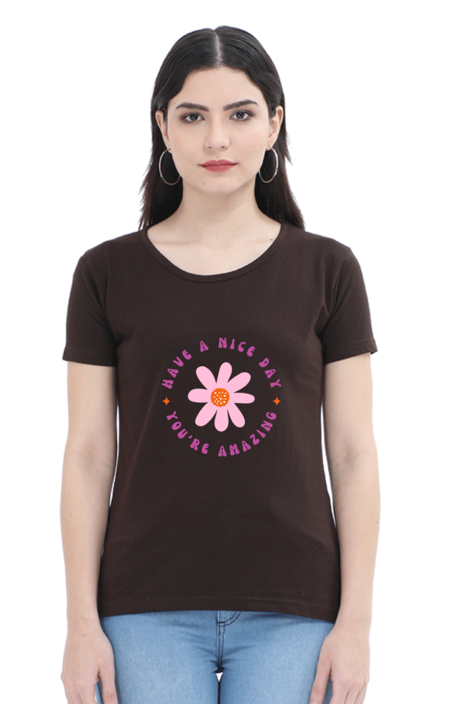 Women's Floral "Have A Nice Day" T-Shirt