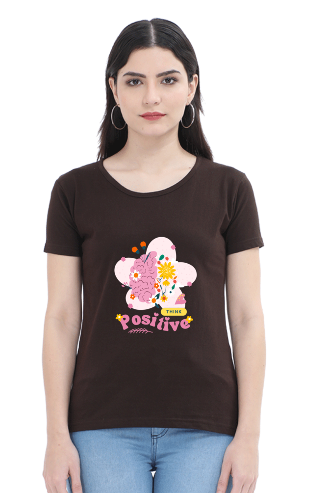 Women's "Think Positive" Round Neck T-Shirt