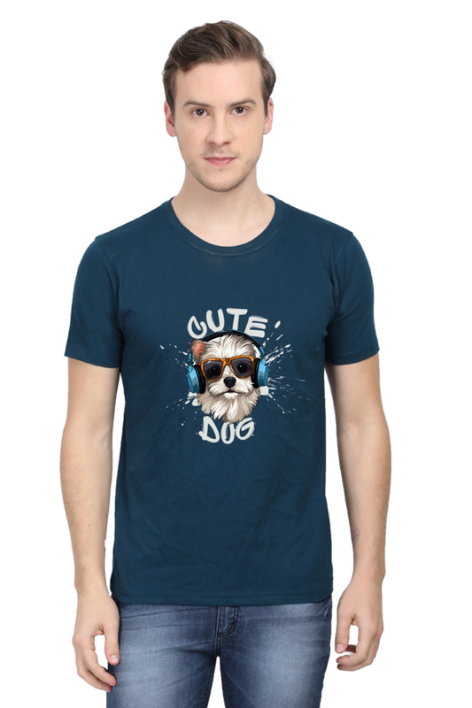 Men's "Cute Dog" Round Neck T-Shirt