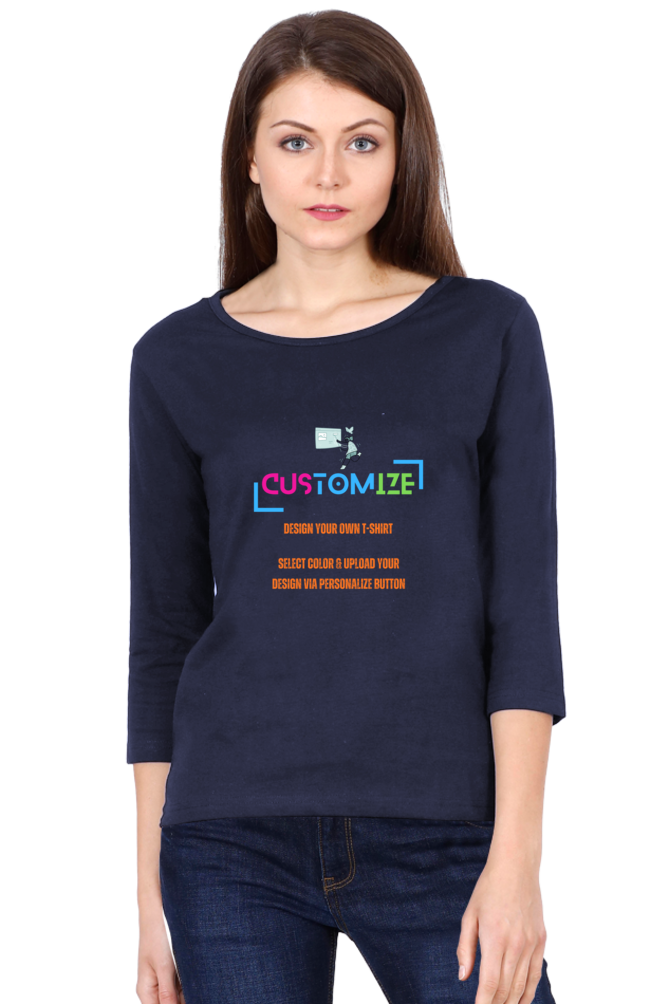 Customizable || Design Your Own Cool T-Shirt || Women's Round Neck Full Sleeve Shirt