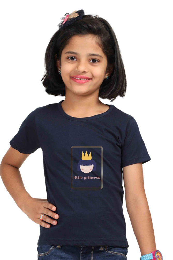 Girls’ “Little Princess” Round Neck Half Sleeve T-Shirt