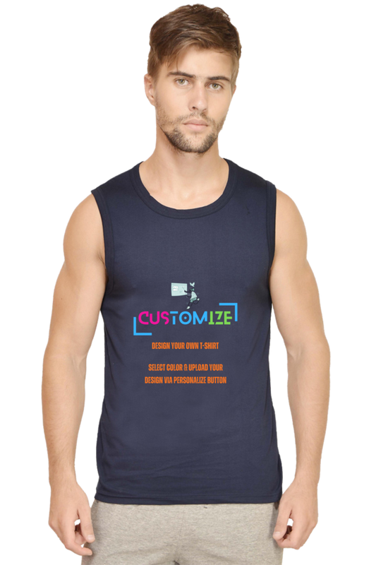 Customizable || Design Your Own Cool T-Shirt || Men's Round Neck Sleeveless Shirt