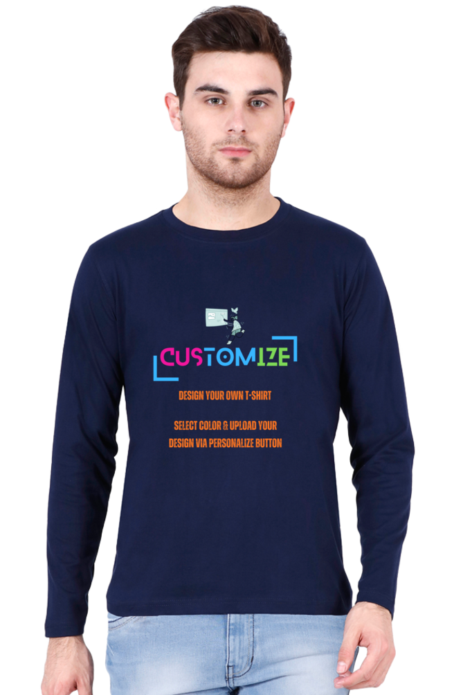 Customizable || Design Your Own Cool T-Shirt || Male Round Neck Full Sleeve T-shirt