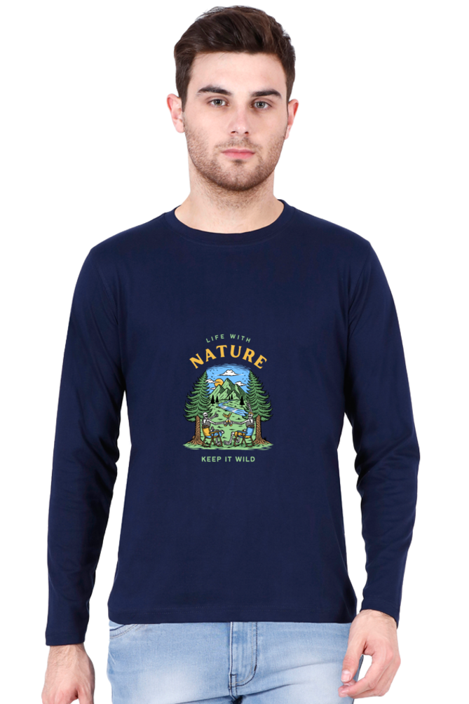 Men's "Life with Nature" Round Neck T-Shirt