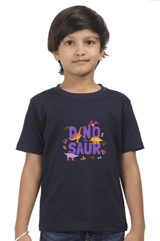 "Boy Round Neck Dinosaur Half Sleeves T-Shirt"