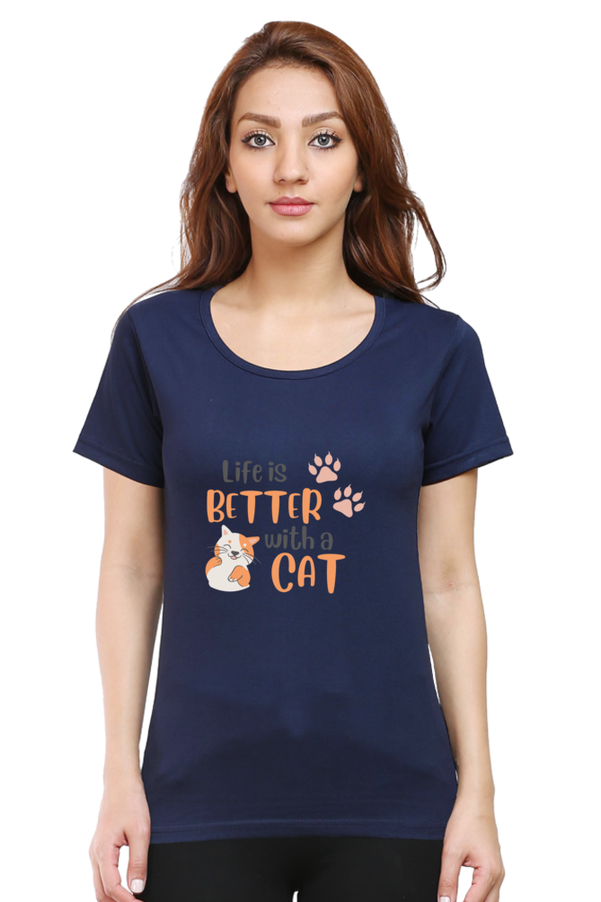 Women's "Life is Better with a Cat" T-Shirt