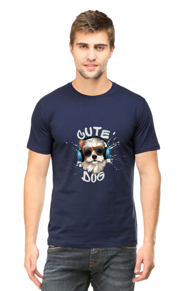 Men's "Cute Dog" Round Neck T-Shirt