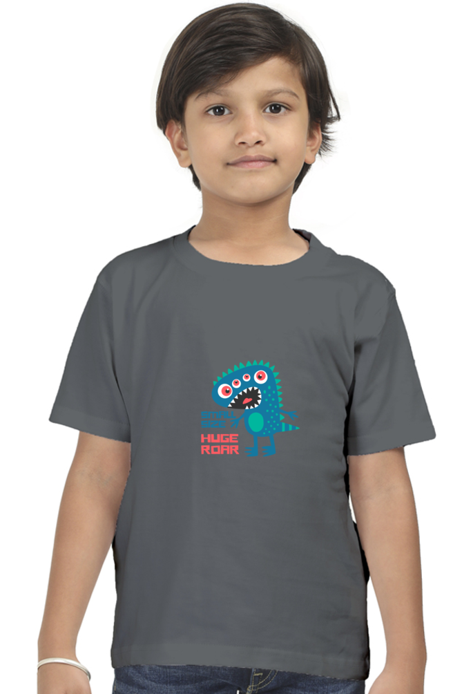 "Boy Round Neck Small Size Huge Roar Half Sleeves T-Shirt"